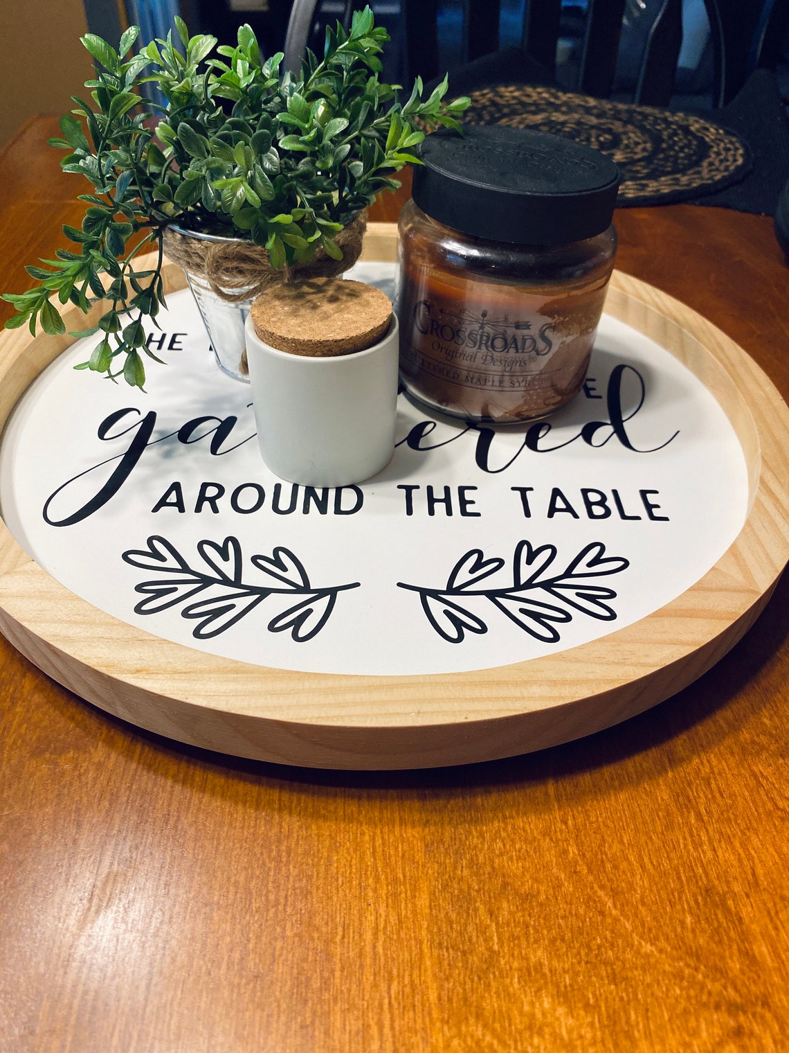 Medium Lazy Susan Wood Centerpiece Kitchen Decor Dining Etsy