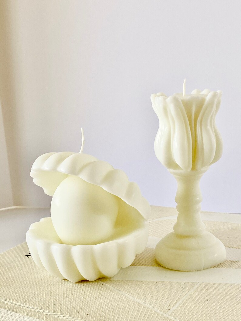 Seashell Candle Clam Shell Candle Pearl in Clam Candle Etsy Australia