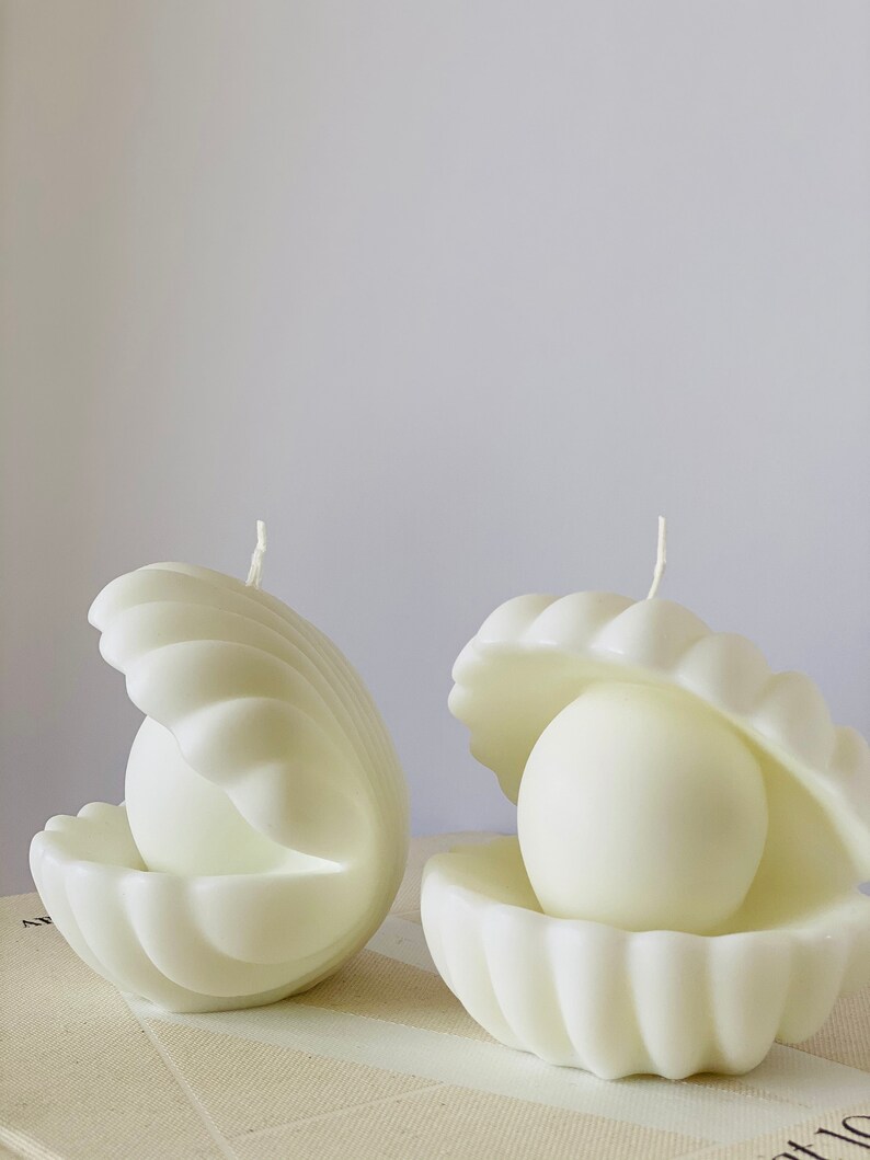Seashell Candle Clam Shell Candle Pearl in Clam Candle Etsy Australia