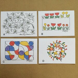 Compre esta listagem e deixe uma ‘nota ao vendedor’ na finalização da compra, listando quais 4 designs de cartão você gostaria dos 8 em oferta.