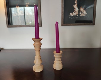 Old Fashioned Rustic Candleholder Sugar Maple Set of 2