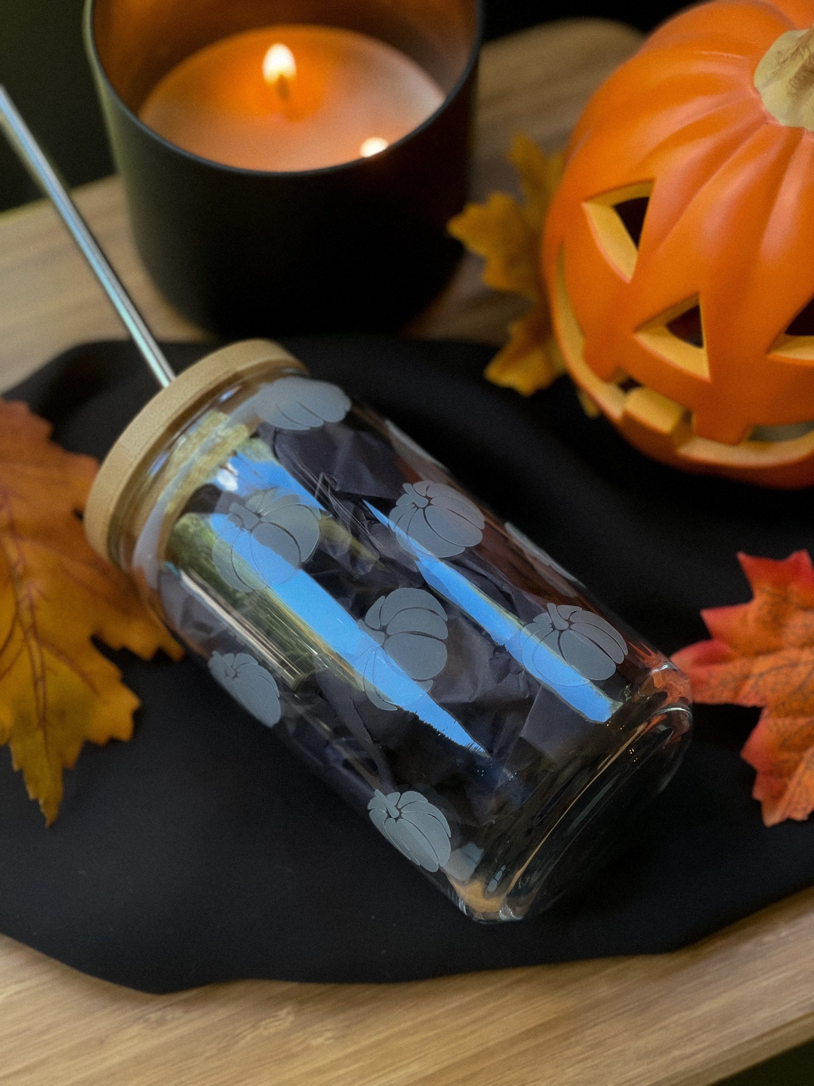 Halloween Design Glass Beer Can Glass Iced Coffee Cup Etsy