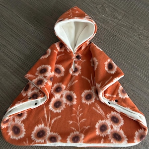 Golden sunflower, car seat poncho, kids winter poncho coat/jacket, hooded, double layers, soft car seat blanket.