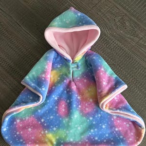 Cotton candy car seat poncho, kids winter poncho coat/jacket, hooded, double layers, soft car seat blanket.