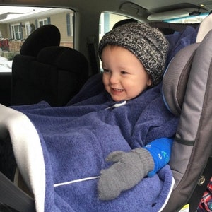 Sunset Stripe Print Car Seat Poncho,kids Winter Poncho Coat,double