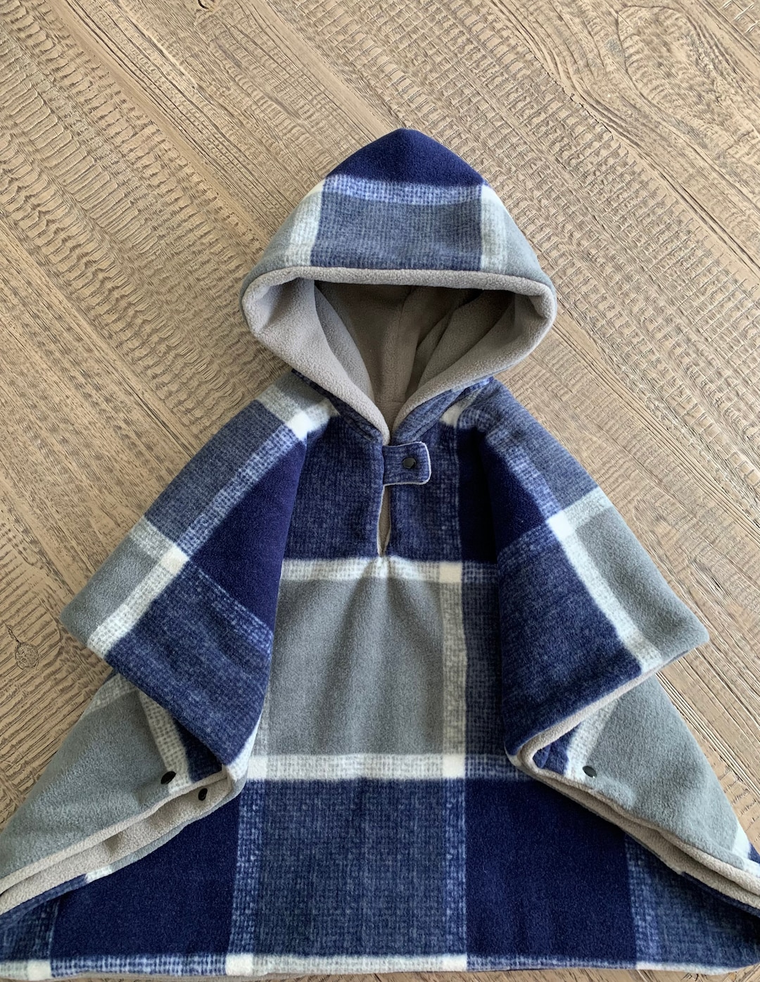 Blue and Gray Plaid Car Seat Poncho,kids Winter Poncho Coat ,double ...