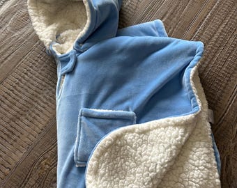 Blue, Car Seat Poncho: Kids Winter Coat with Removable Hood