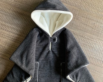 Dark Gray, Car Seat Poncho: Winter Hooded Blanket Coat