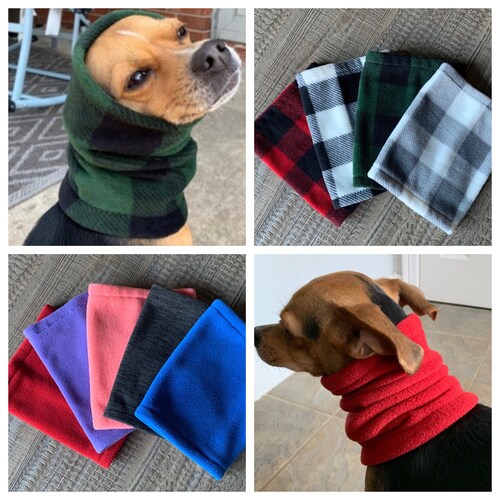 Red Snowflake Dog Snood Scarf Dog Neck Warmer Dog Fleece Etsy