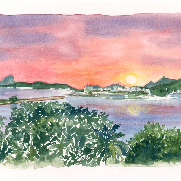 Rio de janeiener Sonnenuntergang Aquarell