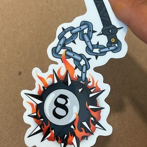 Flaming 8 | Weather Resistant -Water bottle Decal -8 Ball Sticker -Laptop decal - Magic 8 Ball Sticker - Collectable Stickers