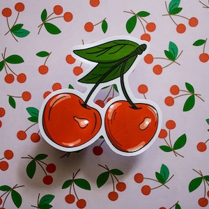 Cherries | Weather Resistant -Water bottle Decal -Vinyl Sticker -Laptop decal -Cherry Sticker