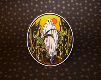 Ghost of the Corn | Weather Resistant -Water bottle Decal -Vinyl Sticker -Laptop decal - Ghost Sticker