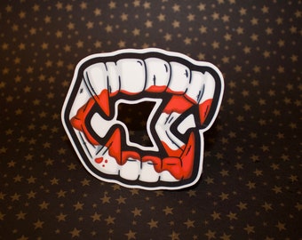 Vampire Teeth | Weather Resistant -Water bottle Decal -Vinyl Sticker -Laptop decal - Vampire Teeth Sticker