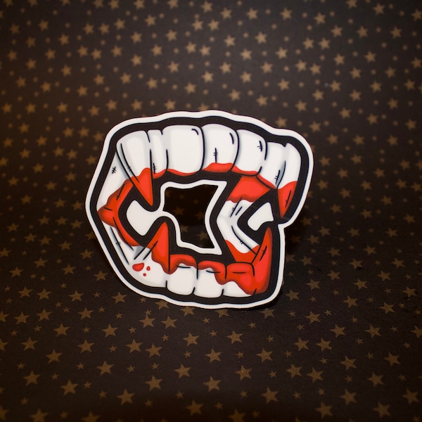 Vampire Teeth | Weather Resistant -Water bottle Decal -Vinyl Sticker -Laptop decal - Vampire Teeth Sticker