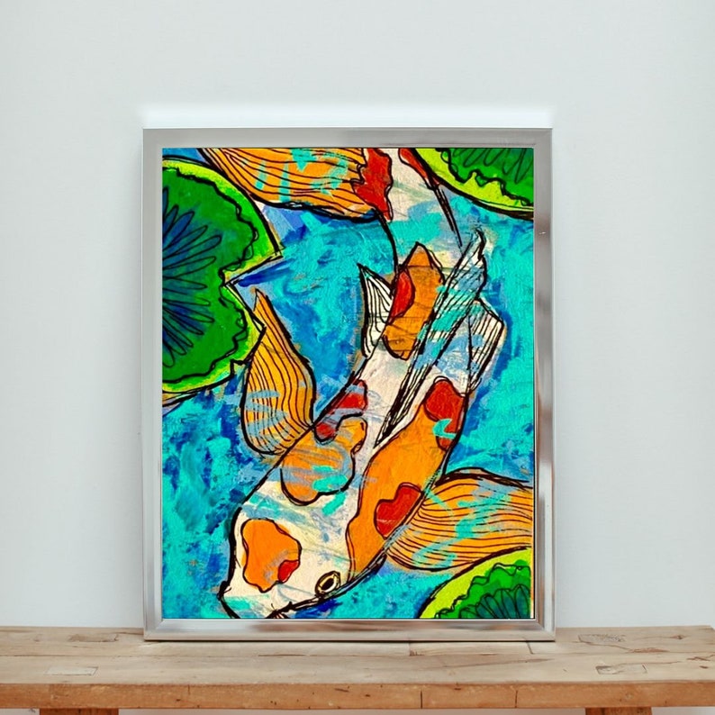 Koi Fish Wall Art Koi Wall Art Koi Fish Print Fish Etsy