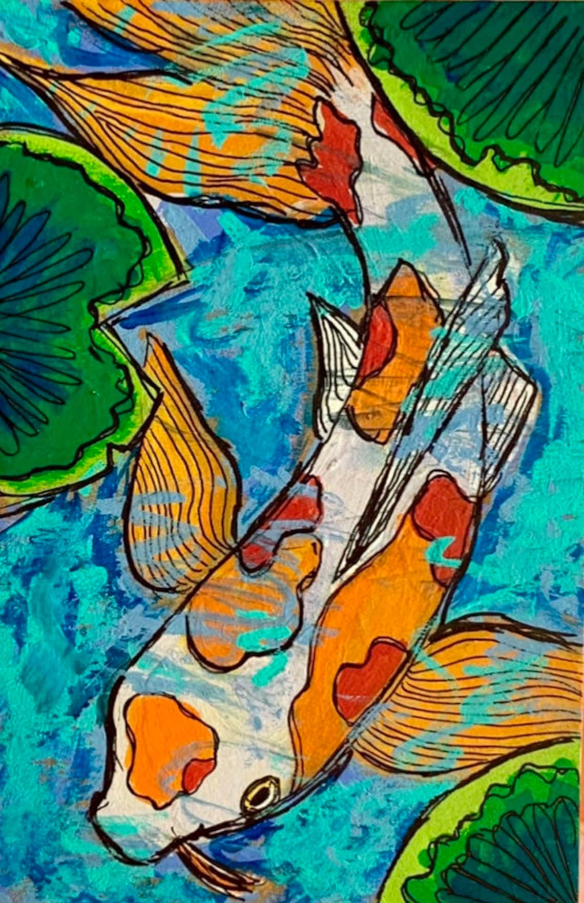 Koi Fish Wall Art Koi Wall Art Koi Fish Print Fish Etsy