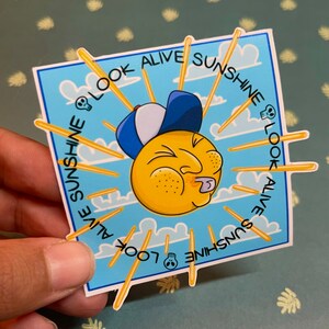 Look Alive Sunshine | Weather Resistant Sticker -Water bottle Decal -Vinyl Sticker -Laptop decal- Sun Illustration Sticker- Sunshine sticker