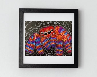 Fuzzy Spider - Wall Art, Original Painting, Painting on Canvas, Spider Wall Art, Animal Pop Art