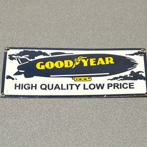 VINTAGE 12” GOODYEAR TIRES  Blimp Porcelain Sign Car Oil Gas Truck