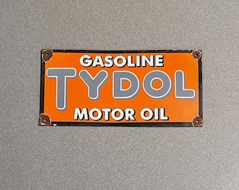 Insegna vintage in porcellana TYDOL GASOLINE da 12 pollici per auto, olio, benzina, camion, moto
