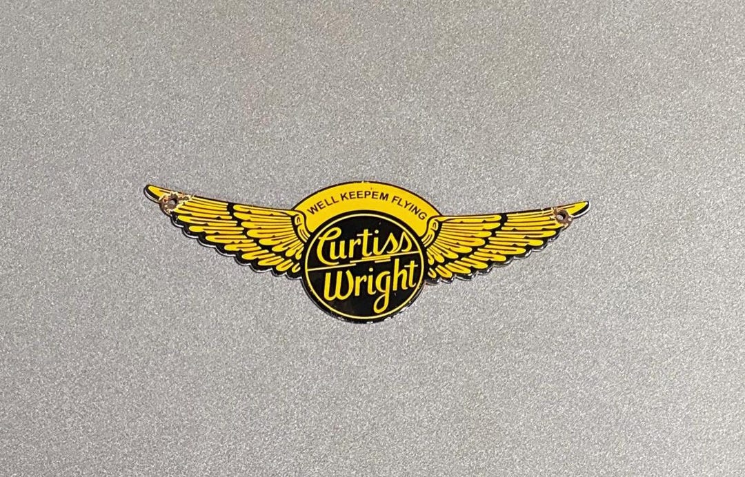 VINTAGE 12” CURTISS WRIGHT Wings Porcelain Sign Car Oil Gas Truck ...