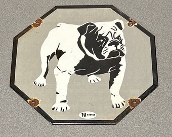 VINTAGE 12” MACK BULL Dog Porcelain Sign Gas Oil Car