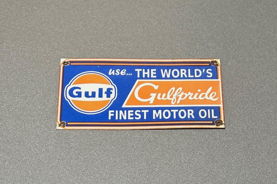 VINTAGE 12” GULF GULFPRIDE Motor Porcelain Sign Car Oil Gas Truck - Etsy