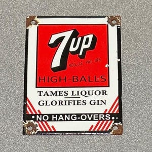 VINTAGE 7UP COLA Soda Porcelain Sign Car Oil Gas Truck Motorcycle