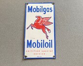VINTAGE MOBIL PEGASUS Porcelain Sign Car Oil Gas Truck