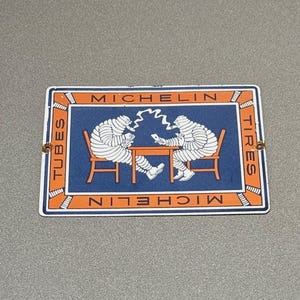 VINTAGE 12 po. MICHELIN TIRES Jeu de cartes Plaque en porcelaine Gazoil Voiture Camion