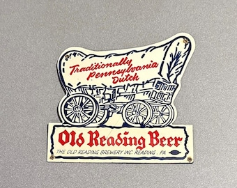 Letrero de porcelana antiguo de 30 cm (12") de la marca OLD READING, de la marca Pennsylvania Dutch Wagon, para autos, camiones de gasolina y automóviles.