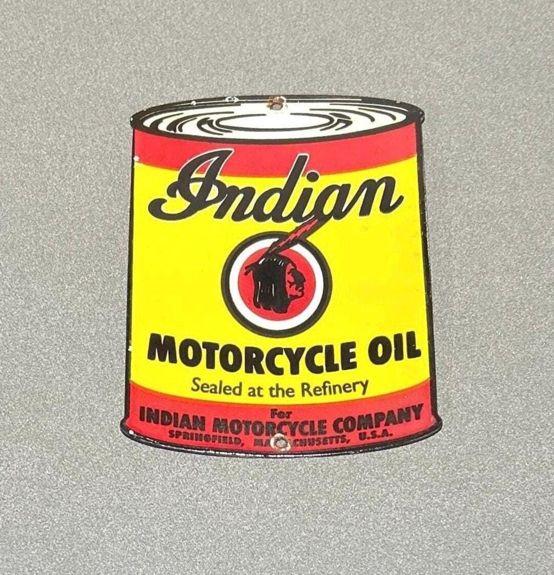 VINTAGE INDIAN MOTORCYCLE Oil Can Porcelain Sign Car Gas Truck - Etsy