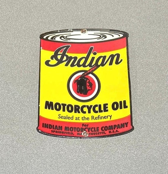 VINTAGE INDIAN MOTORCYCLE Oil Can Porcelain Sign Car Gas Truck - Etsy