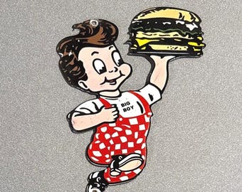 VINTAGE 30,5 cm BIG BOY Hamburger Porcelaine Enseigne Voiture Pétrole Gaz Camion Moto