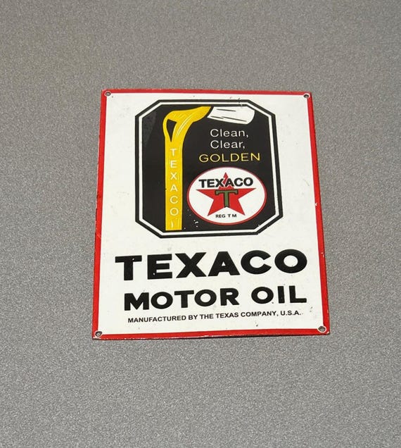 VINTAGE 12” TEXACO MOTOR Oil Porcelain Sign Car Gas Truck