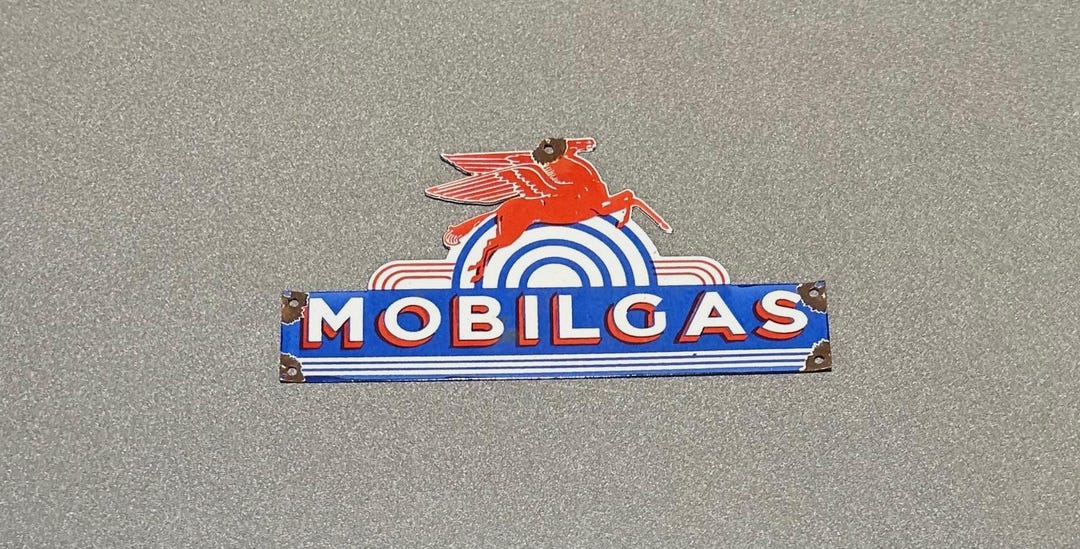 VINTAGE MOBIL PEGASUS Porcelain Sign Car Oil Gas Truck Motorcycle - Etsy