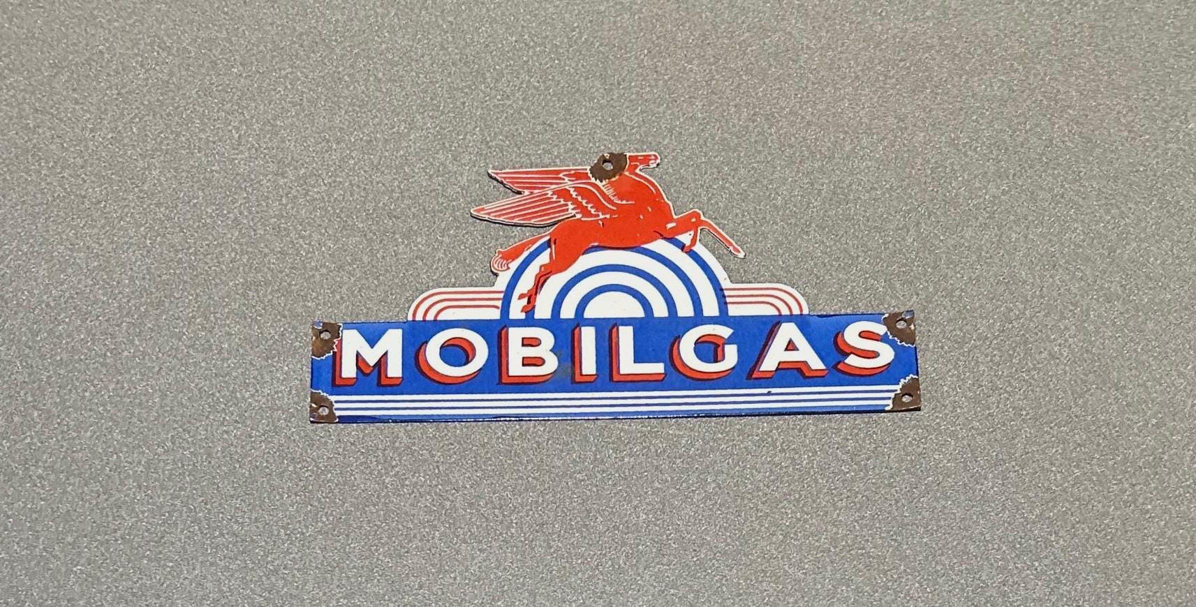 VINTAGE MOBIL PEGASUS Porcelain Sign Car Oil Gas Truck Motorcycle - Etsy