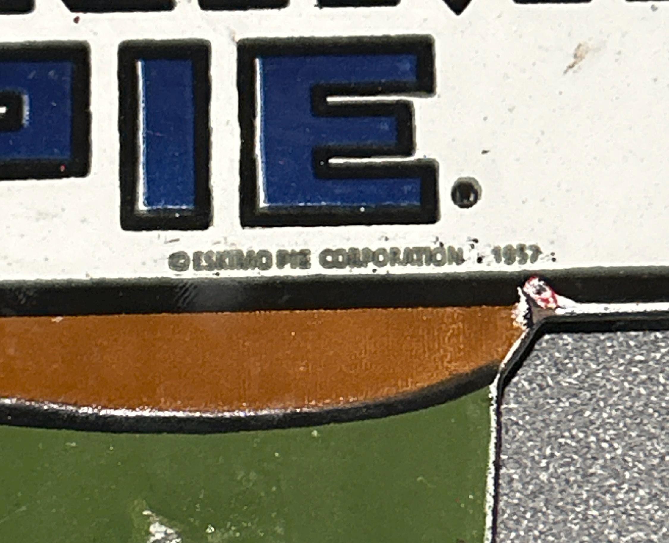 VINTAGE 1957 12” ESKIMO PIE Boy Porcelain Sign Car Oil Gas Truck