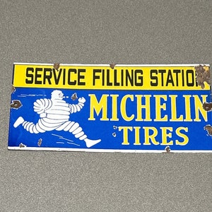 VINTAGE 12”MICHELIN TIRES Motorcycle Porcelain Sign Car Oil Gas Truck