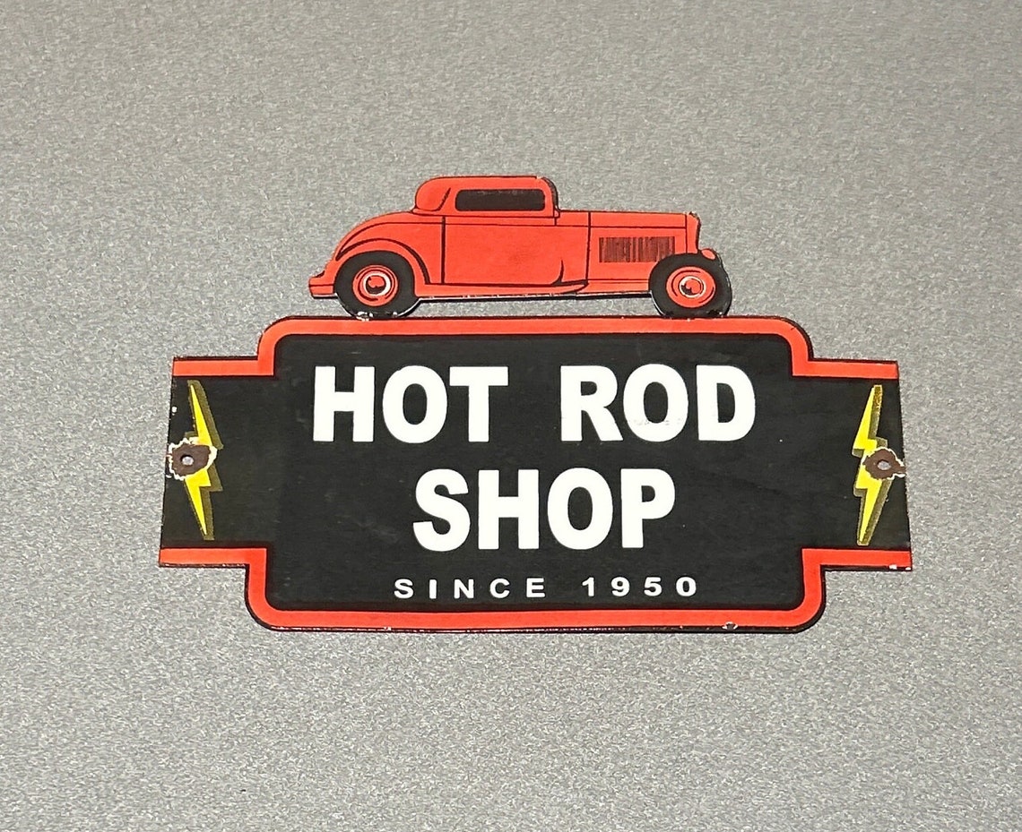 Rod Shop Sign VINTAGE 12” HOT ROD Shop Porcelain Sign Car Oil Gas Truck - Etsy Canada