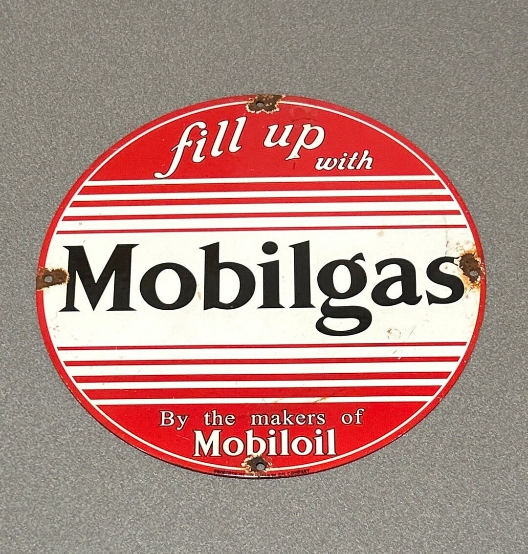 VINTAGE 12” MOBIL Motor Gas Oil Car Truck Porcelain Sign - Etsy