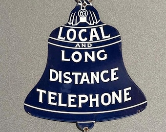 Vintage 12 inch Bell telefoon porseleinen bord voor auto, olie, benzine, vrachtwagen en motorfiets