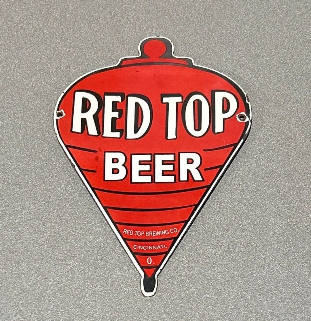 VINTAGE Rare RED TOP Beer Porcelain Sign Gas Oil Car Etsy