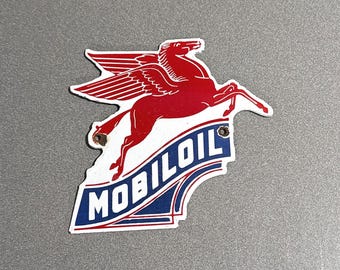 Vintage Mobil Pegasus station porseleinen bord auto olie benzine vrachtwagen motorfiets