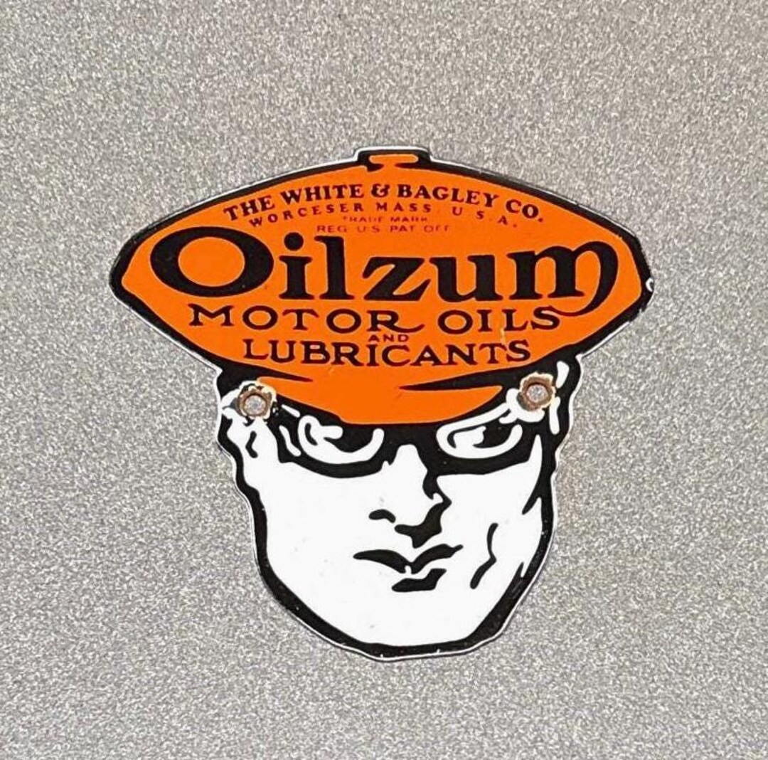 VINTAGE OILZUM Porcelain Sign Car Oil Gas Truck Motorcycle - Etsy