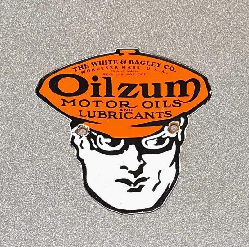 VINTAGE OILZUM Porcelain Sign Car Oil Gas Truck Motorcycle - Etsy
