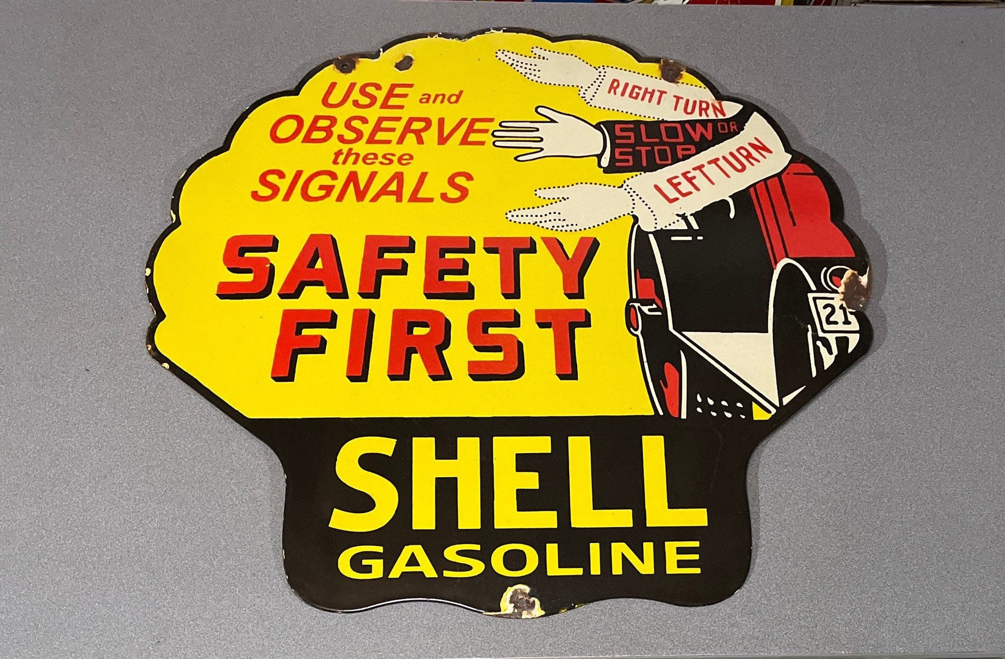 VINTAGE RARE 1930'S SHELL 30” Service Station Motor Gas Car Oil