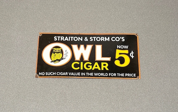 VINTAGE OWL CIGARS Tobacco Porcelain Sign Car Oil Gas Truck - Etsy