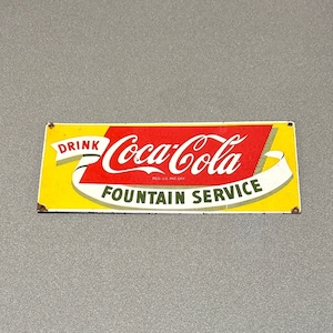 VINTAGE Rare COKE Coca-Cola Soda 14” Porcelain Sign Gas Oil Car